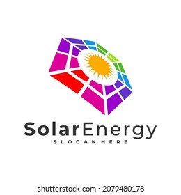 Plantilla de vector de logotipo Solar colorido, conceptos de diseño del logotipo de energía del panel solar creativo