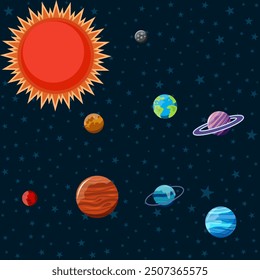 Colorful Solar System Planets Illustration for Kids