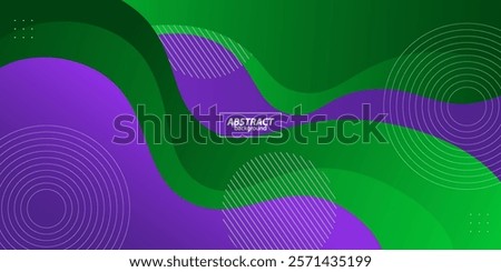 Colorful solid color green and purple geometric business banner design. Creative banner design with wave shape as template. Vector Eps10