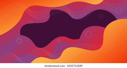 Colorful solid orange and purple geometric business banner design. Creative banner design with wave shape as template. Simple and modern banner. Eps10