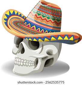 Colorful sombrero on a white skull