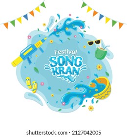 Colorful Songkran Festival Flat Design Vector Illustration