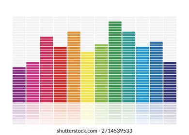 Colorful sound audio equalizer bars visualization (white background)