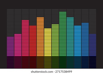 Colorful sound audio equalizer bars visualization (black background)