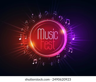 colorful sound note and tune symbols for musical fest flyer vector 