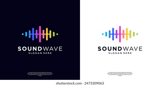 Bunte Sound Wave Equalizer Logo Vorlage. Abstrakte Audiomusik, Puls, Frequenz und Digitalstimme. Symbol-Musik-Player-Logo-Elemente.