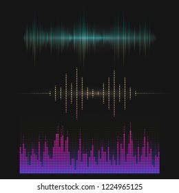 Conjunto de diseño vectorial de ecualizador de ondas de sonido coloridas