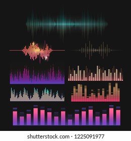 Colorful sound wave equalizer vector design set
