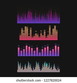 Colorful sound wave equalizer vector design set