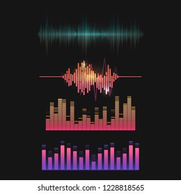 Colorful sound wave equalizer vector design set