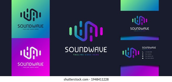 Colorful Sound Wave Logo Design, Suitable for Music Studio or Technology Logos. Equalizer Logo Design Template