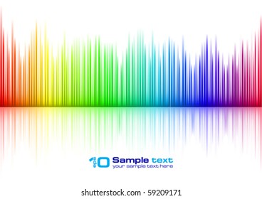 Colorful Sound waveform (editable vector) on white