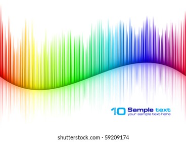 Colorful Sound waveform (editable vector) on white