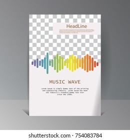 Colorful sound waves banner. Vector geometric Illustration. Isolated design symbol.