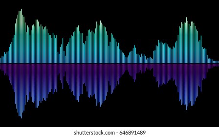 Colorful sound waves lights effect. Music round background wave