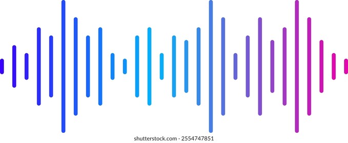 Colorful sound waves are visualized as a vibrant audio signal, creating a dynamic representation of digital music waveforms and studio equalizer effects against a clean white backdrop