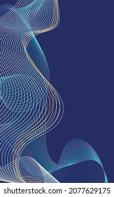 Vector azul de fondo de ondas sonoras coloridas. Cartel de la línea futurista. Gráfico de curva de mezcla. Fondo de ruido.