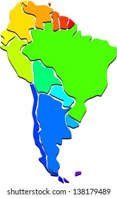 Colorful South America map