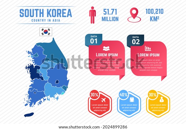 Colorful South Korea\
Map Infographic\
Template