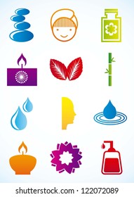 colorful spa icons over white background. vector illustration