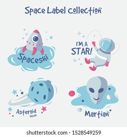 colorful space badge collection with flat set design template