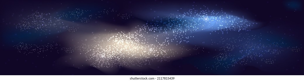 Colorful Space Galaxy Background with Light, Shining Stars, Stardust and Nebula. Vector Illustration for banners