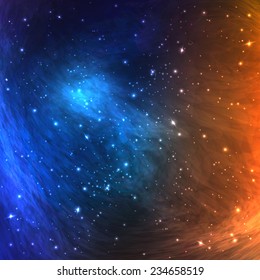 Colorful Space Galaxy Background with Light, Shining Stars, Stardust and Nebula. Vector Illustration for artworks, party flyers, posters, banners.