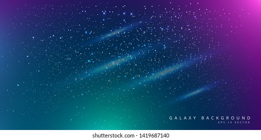Colorful Space Galaxy Background with Shining Stars, Stardust and Nebula. Vector Illustration for artwork, party flyers, posters, brochures. Vector illustration for your artwork
