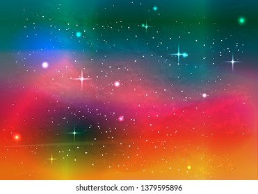 Colorful space. Galaxy nebula and shining stars background. Vector illustration.
