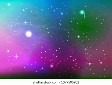 Colorful space. Galaxy nebula and shining stars background. Vector illustration.
