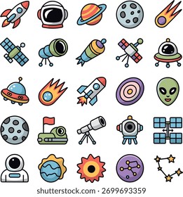 Farbiges Space-Symbolpaket | Flat Vector Collection
