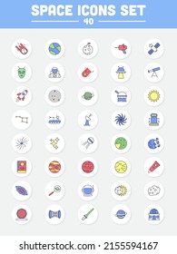 Icono De Espacio Colorido Establecido En Fondo Círculo.