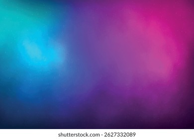 Colorful space scene with glowing dust and stardust in blur