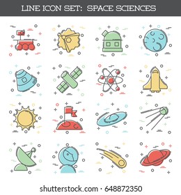 Colorful Space Science icon set (eps10);