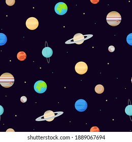 Colorful Space Seamless Pattern Planets Stars Stock Vector (Royalty ...