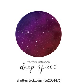 Colorful space with star clusters and Nebula in circle shape.