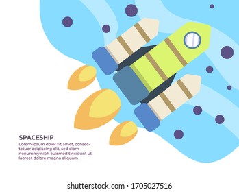 Colorful spaceship design illustration, Can be used for landing page, bakcground and many more.