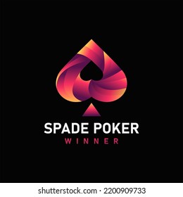 Colorful Spade Poker logo design concept.