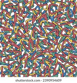 Colorida Spaghetti Confetti Textura Sin Maravilla. Sumérjase en una alegría vibrante con esta textura sin fisuras de espagueti o confeti coloridos. Perfecto para añadir un toque lúdico a sus diseños.