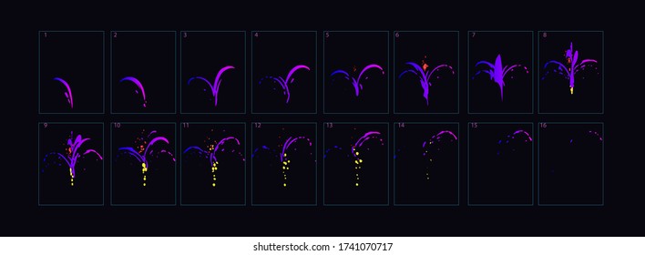 Animación con efecto Spark colorido. Iluminación Sprite sheet para juegos, dibujos animados o animación. Listo para fream por animación fream. - Vector