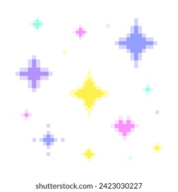 Colorful sparkle pixel Cute Sparkling pixel bright sparkle star and heart