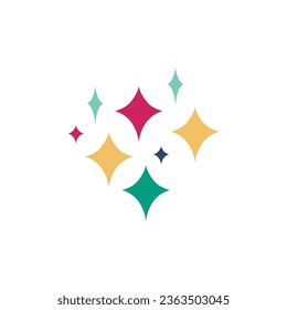 Espuelas coloridas, dibujos animados de ilustración plana vectorial aislados en fondo blanco. Estrellas mágicas brillantes. Decoración o diseño.