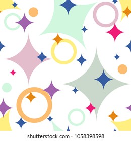 colorful sparkles and circles seamless pattern