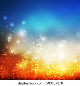 Colorful Sparkling Cover Design Template with Abstract, Blurred Background for Christmas, New Year or Other Holiday Designs