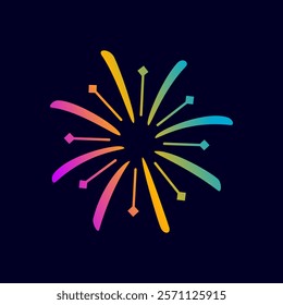 Colorful sparkling firework exploding in vibrant hues, lighting up night