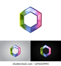Colorful sparkling hexagon element.  Symbol for your business or company identity. - Vector