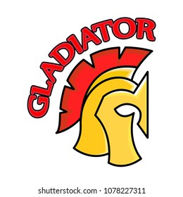 Colorful Spartan Helmet with inscription Gladiator. Greek or Roman warrior - Gladiator, legionnaire soldier