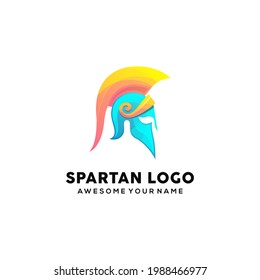 Colorful Spartan Helmet Logo Design Stock Vector (Royalty Free ...