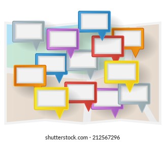 Colorful Speach Bubble Label on Map