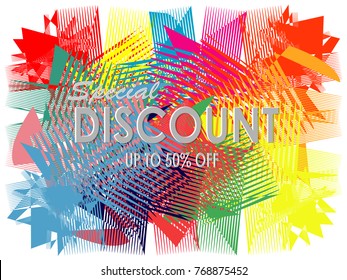 colorful Special discount sale banner up to 50% off sticker label background symbol abstract